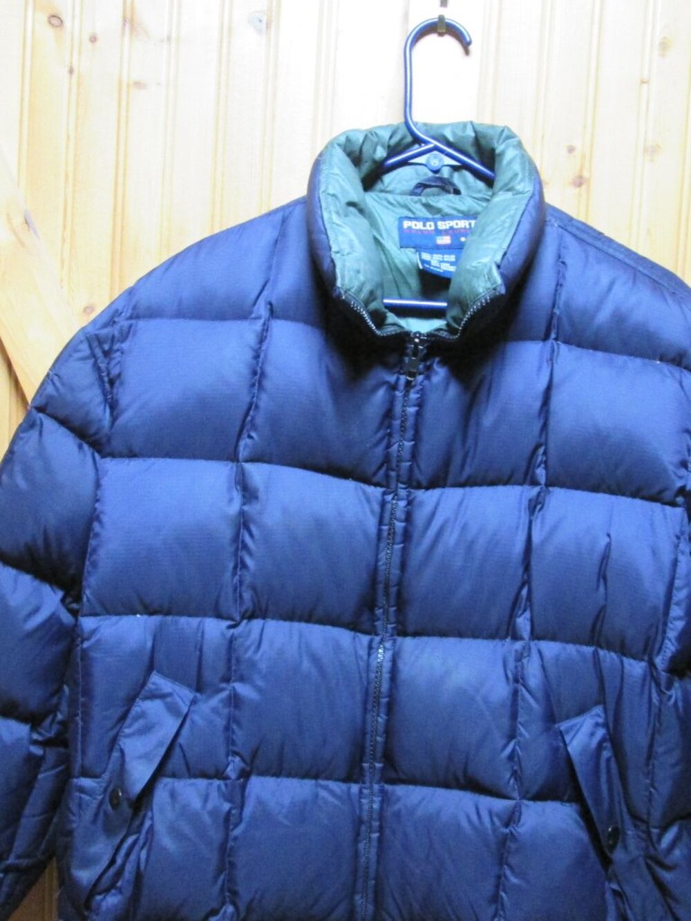 Mens Polo Sport Ralph Lauren Navy green lined Down Puffer coat Med
